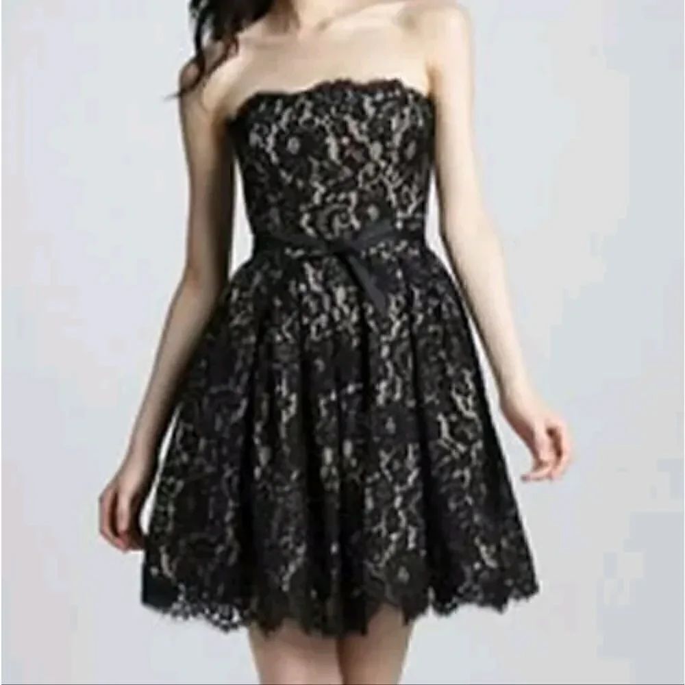 Neiman Marcus Robert Rodriguez Black Lace Party Dress